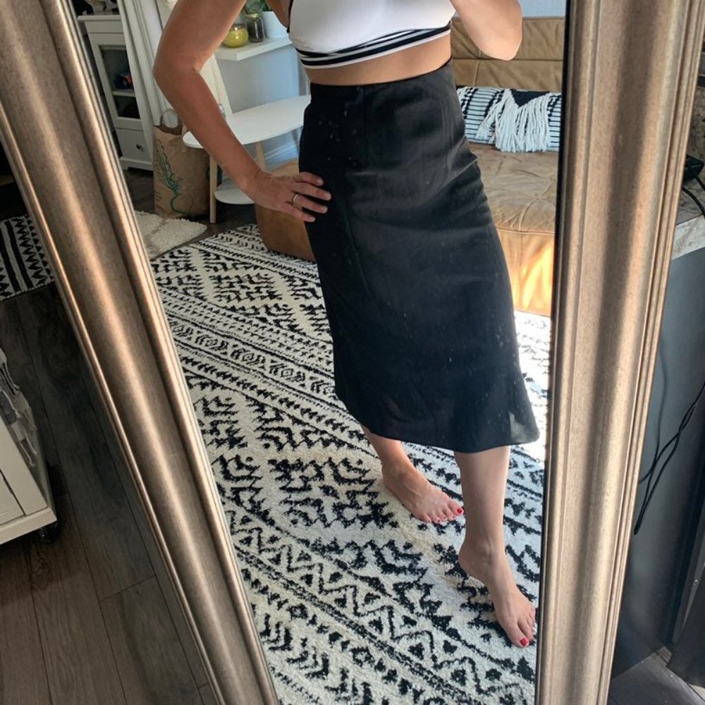 Silky blue slit midi maxi skirt - Picture 5 of 12